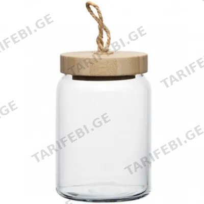 მინის ქილა ბამბუკის თავსახურით PASABAHCE 943583 -6 WOODY (860 ML)