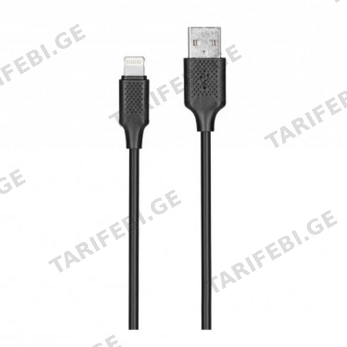 კაბელი KITs USB 2.0 TO LIGHTNING CABLE , 2A, BLACK, 1M