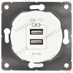 როზეტი USB DPM Soul SEU1028W 2 განყოფილებიანი თეთრი
