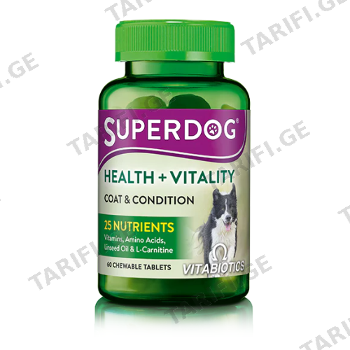 ვიტაბიოტიქსი სუპერდოგი ვიტამინები ძაღლებისთვის საღეჭი ტაბლეტი #60