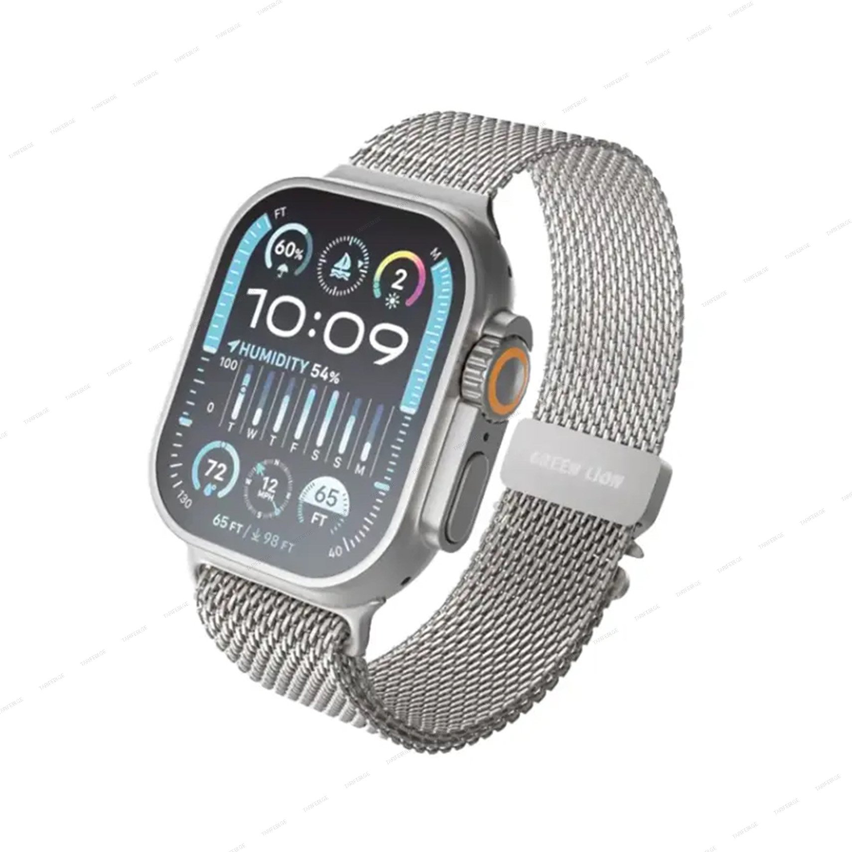 Green Lion Milanes Loop Strap For iWatch 42/44/45/46/49- Silver