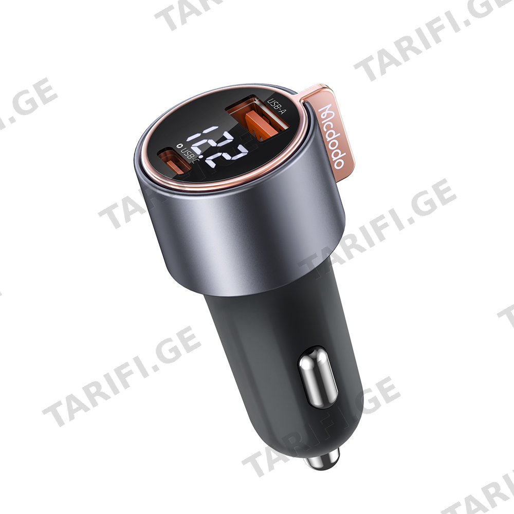 მანქანის ადაპტერი Mcdodo 75W Digital Display 1C+1A PD Fast Car Charger CC-3690
