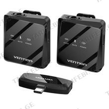 VENTION NCBB0 USB-C 2-Pack Wireless Lavalier Microphone Black Type მიკროფონი