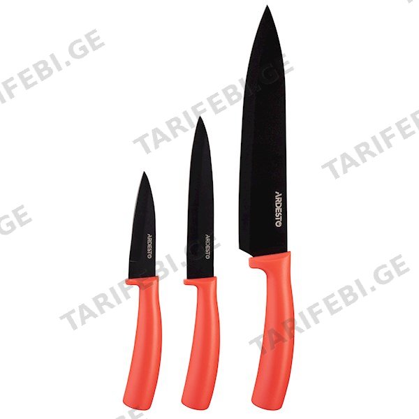 დანების ნაკრები Ardesto AR2103BR Black Mars, 3Pcs, Knife Set, Red
