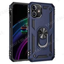 iPhone 12 Sofia Ring Case სილიკონის ქეისი ბეჭდით - მუქი ლურჯი