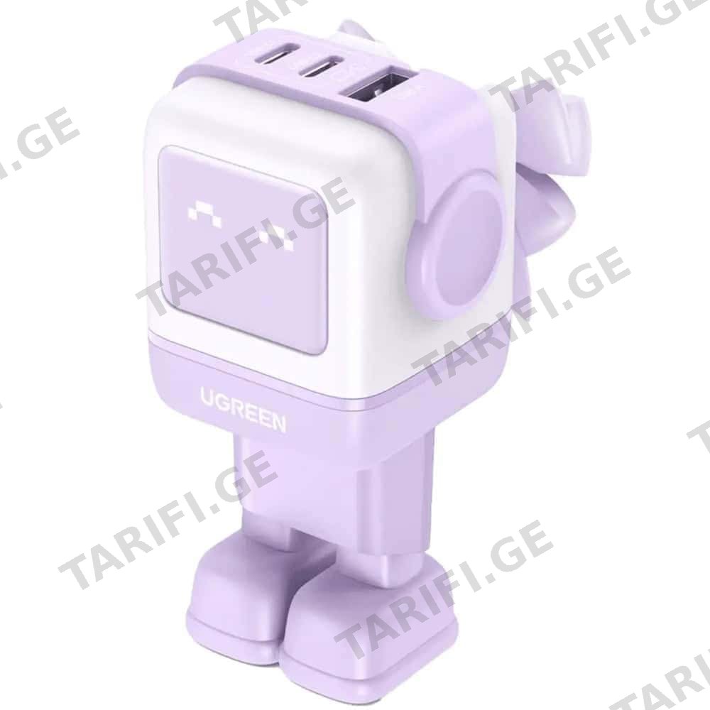 მობილურის დამტენი UGREEN CD361 (35291) Nexode Uno RobotGaN, 65W, USB, USB Type-C, Purple