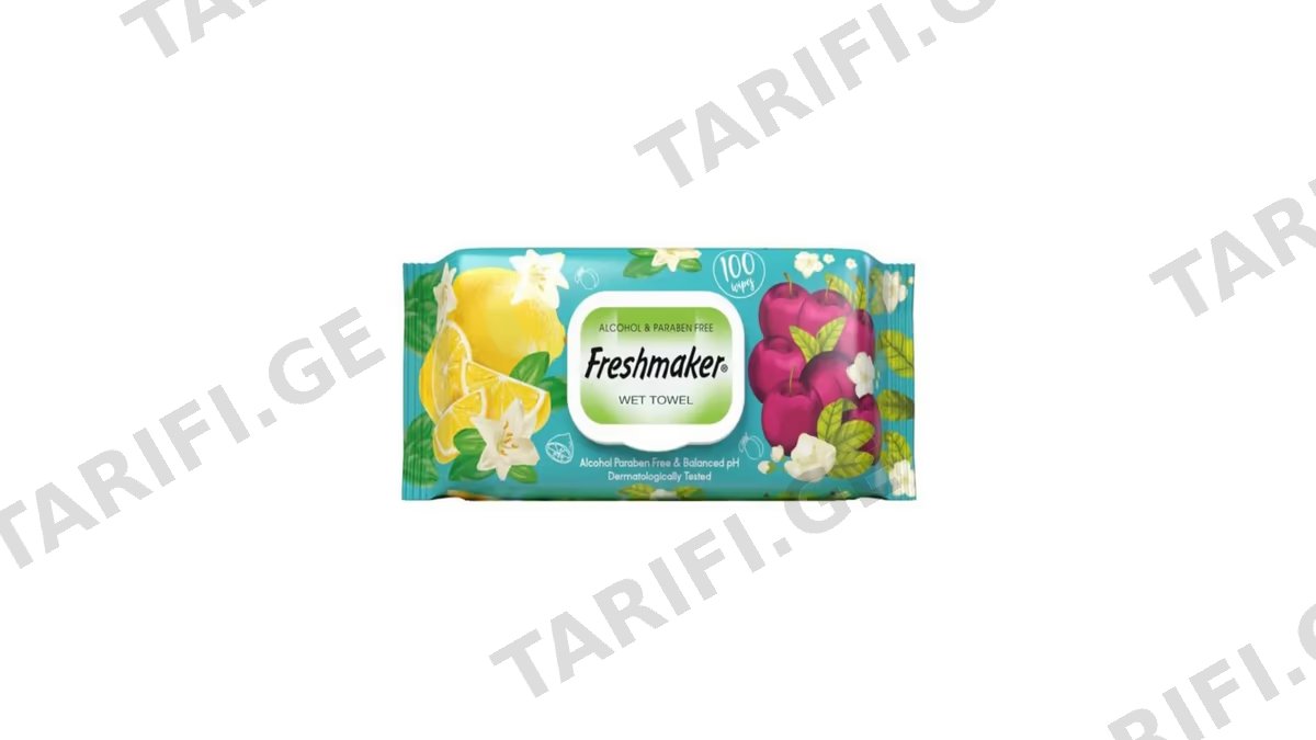 FRESHMAKER ბავშვის სველი ხელსახოცი ხილის 100 ცალიანი
