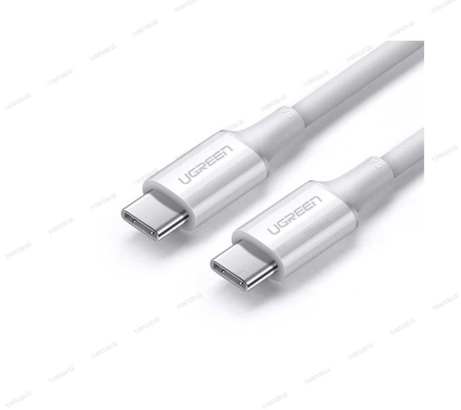 USB კაბელი UGREEN US300 (60551) USB2.0 Type-C to Type-C Male Cable 100W, 1m, White