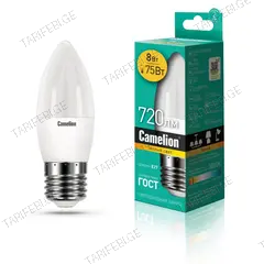 ნათურა ლედ Camelion LED LED8-C35/830/E27 8W
