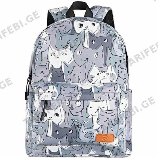 ნოუთბუქის ზურგჩანთა 2E BACKPACK, TEENSPACK, CATS, GRAY
