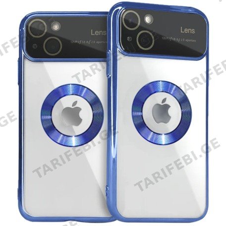 ქეისი - CHROME-PLATED LOGO HOLE CLEAR SOFT COVER CASE WITH LENS PROTECTION