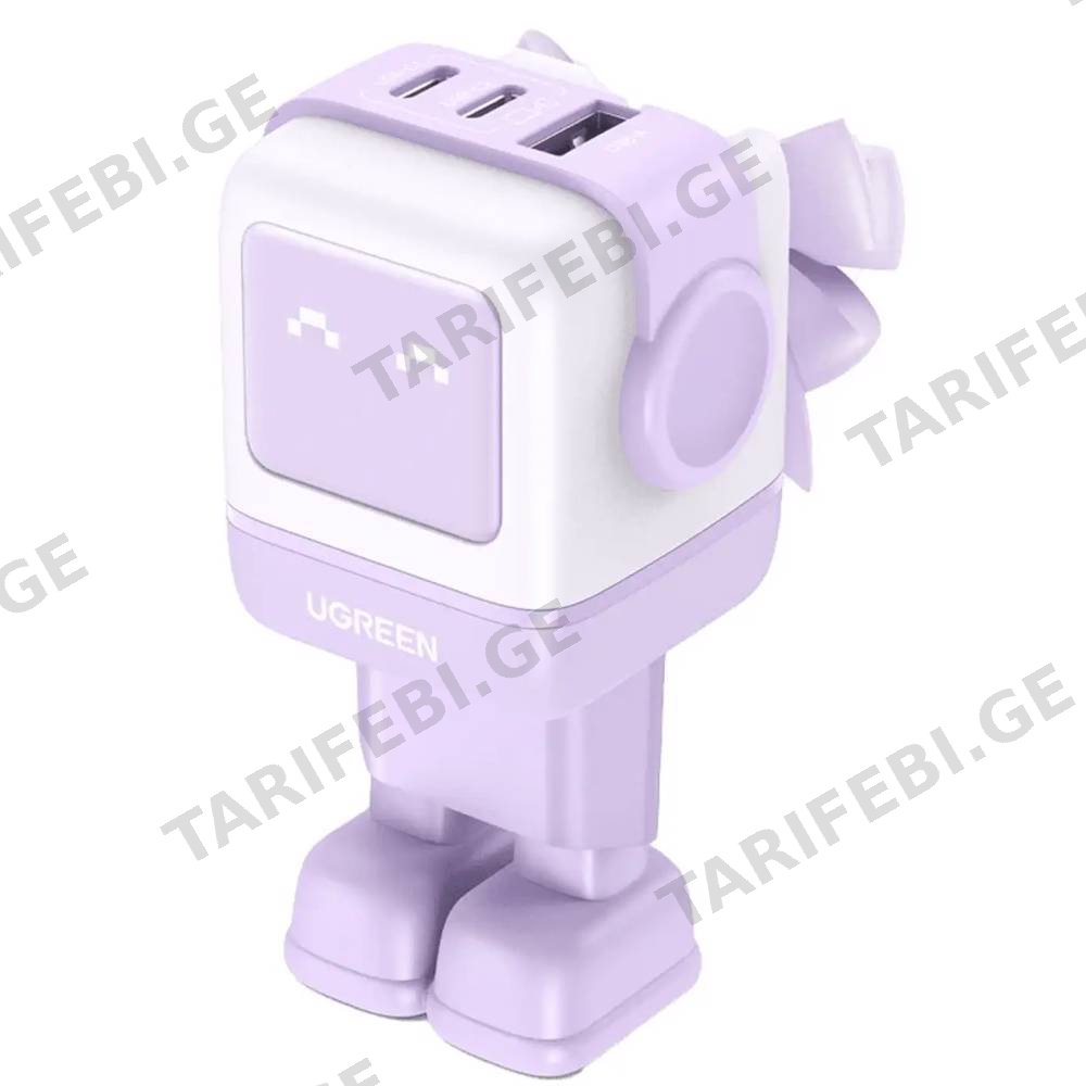 მობილურის დამტენი UGREEN CD361 (35291) Nexode Uno RobotGaN, 65W, USB, USB Type-C, Purple