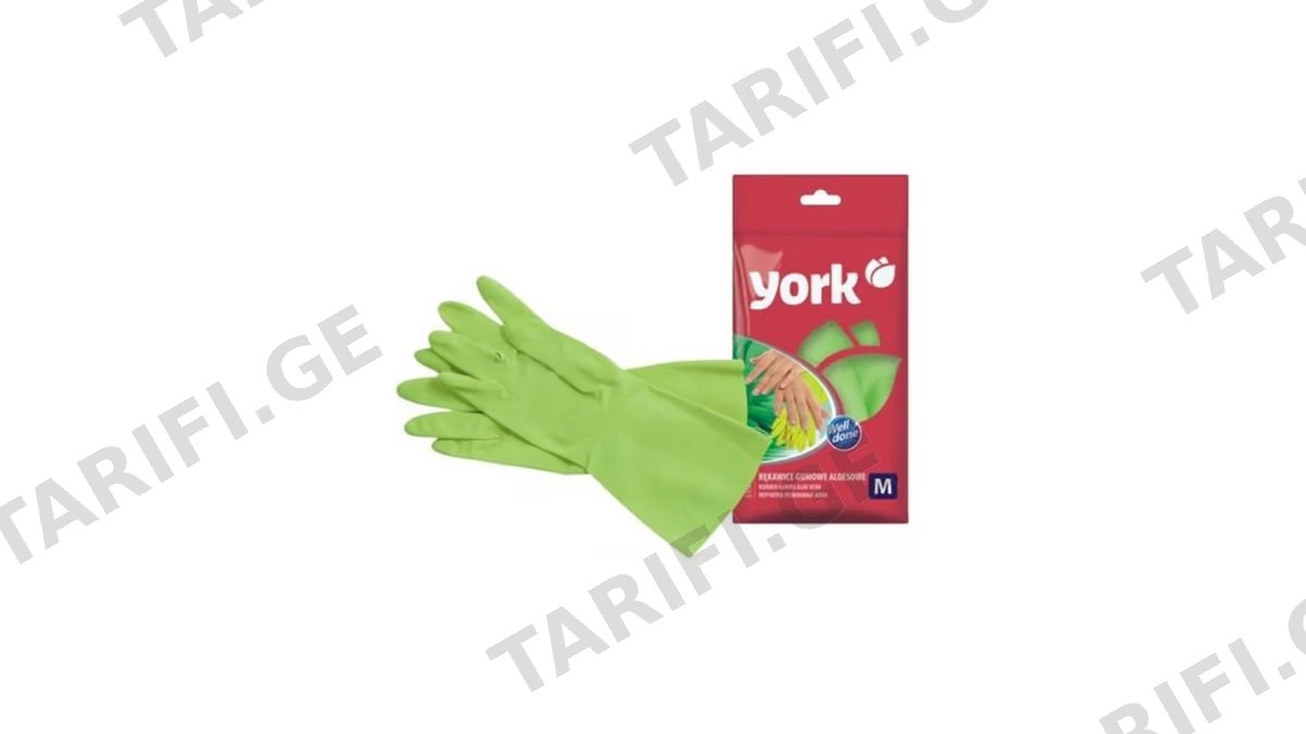 YORK რეზინის ხელთათმანი ალოე ვერა M ზომა-1წყვილი