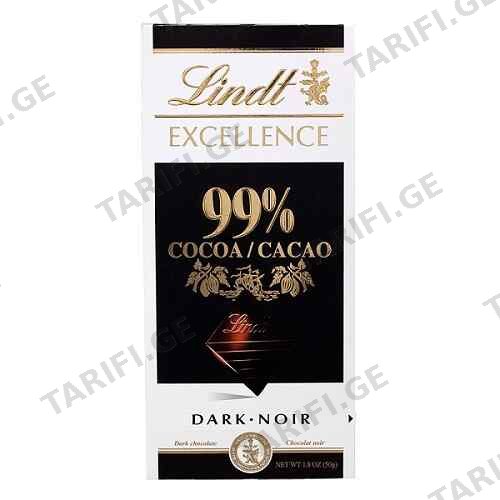 შოკოლადის ფილა 99% /ლინდტი/ 50გ