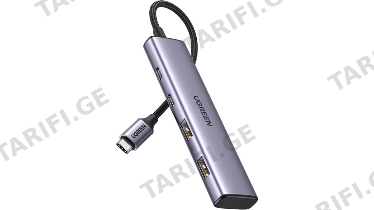 USB-C ჰაბი UGREEN CM473 (15395), Type-C, USB, Hub, Grey