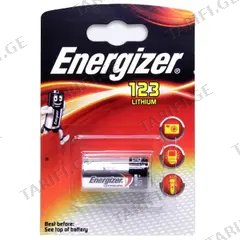 ელემენტი Energizer CR123A 3V Lithium 1 ც