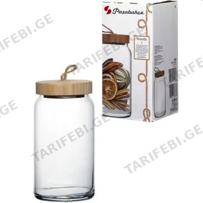 მინის ქილა ბამბუკის თავსახურით PASABAHCE 943593 -6 (WOODY) 1180 ML
