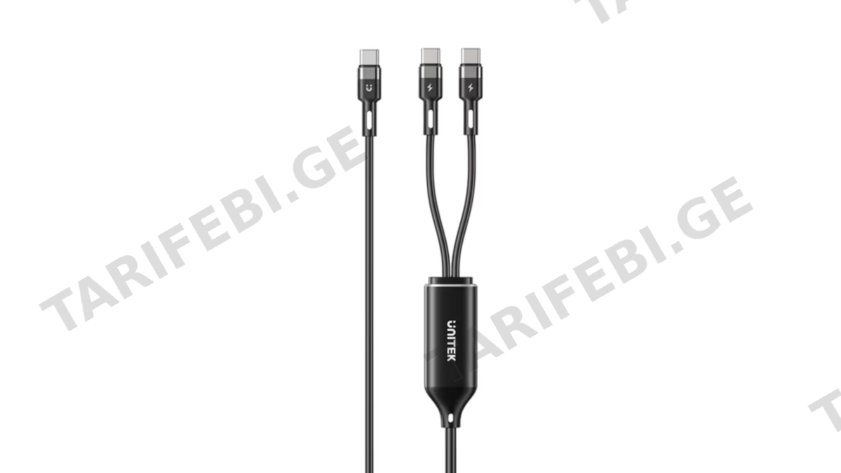 UNITEK C14146A PD100W 2-in-1 USB-C 1.8M დამტენი კაბელი (57457)