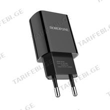 BOROFONE BA20A Sharp single port charger set(Lightning)(EU) Black