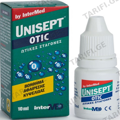 უნისეპტ ოტიკი წვეთები ყურის 10ლ ფლაკონი #1 0 Unisept otik ear dr 10ml