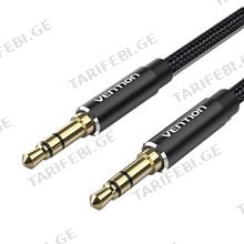 VENTION BAWBF Cotton Braided 3.5mm Male to Male Audio Cable 1M Black Aluminum Alloy Type