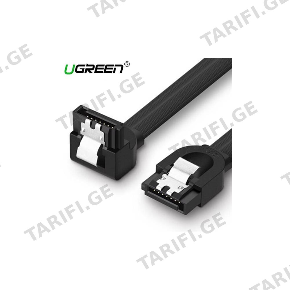 SATA კაბელი UGREEN US217 (30797) SATA 3.0 Data Cable 90° Elbow, 0.5m, Black