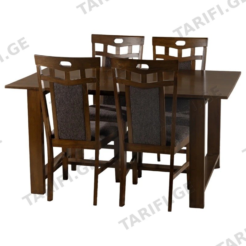 სასადილო მაგიდის კომპლექტი 4 სკამით COMFORT ROOM RH7280T+4RH155C-8 ყავისფერი