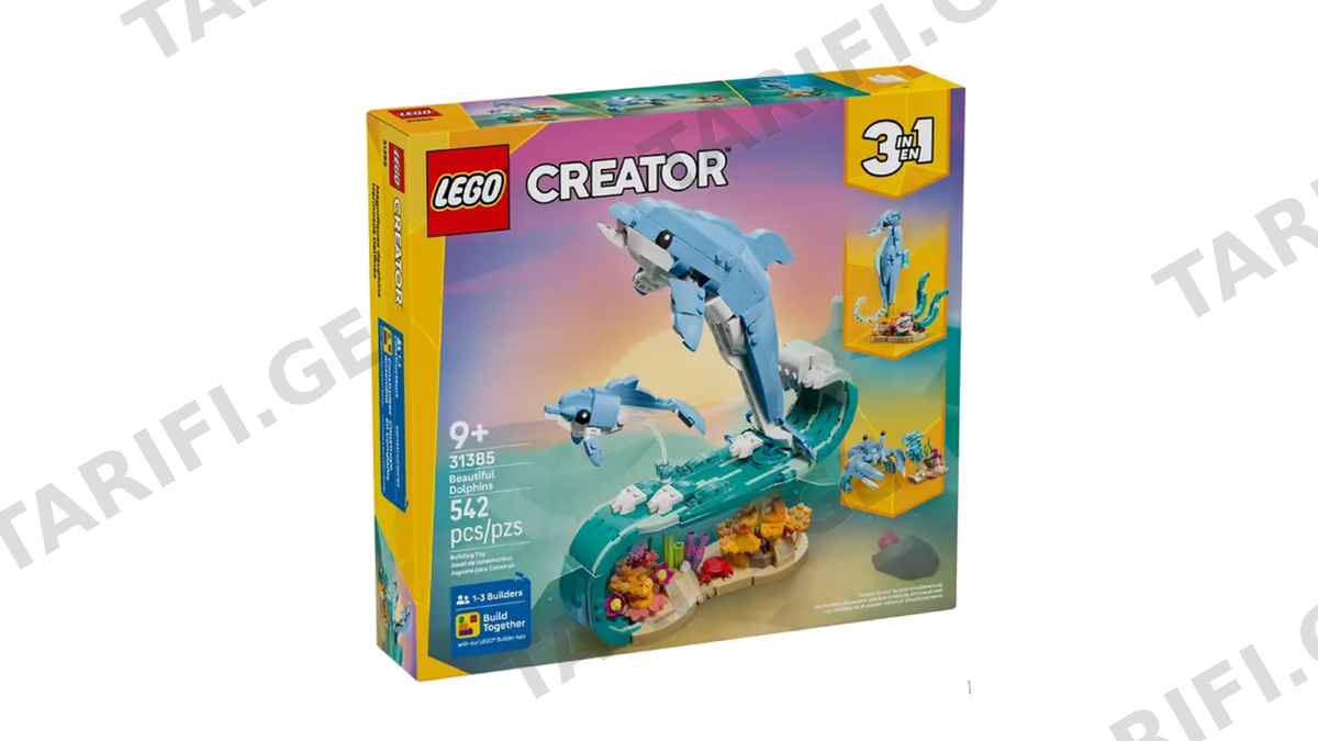 ასაწყობი კონსტრუქცია Lego 31385 Creator Sea Animals: Beautiful Dolphins, Prefabricated Construction