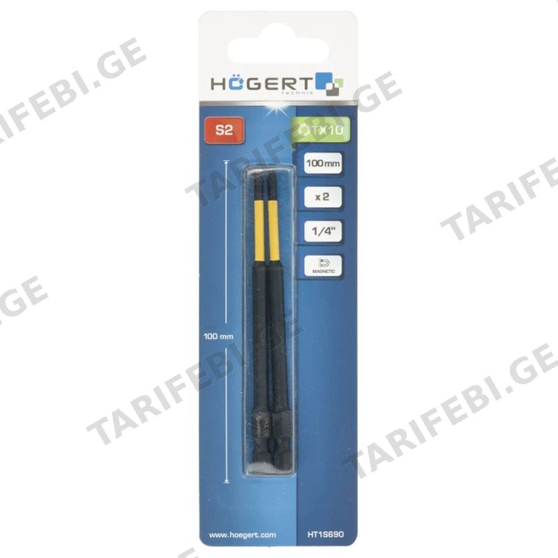 ძალისმიერი თავაკების ნაკრები HOGERT HT1S692 TX20 100 მმ, 2 ცალი