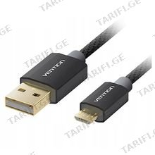 VENTION CADBH Cotton Braided USB2.0 A Male to Micro B Male Cable 2M Black Metal Type Gold Plated