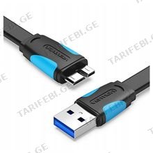 VENTION VAS-A12-B200 Flat USB3.0 A Male to Micro B Male Cable 2M Black