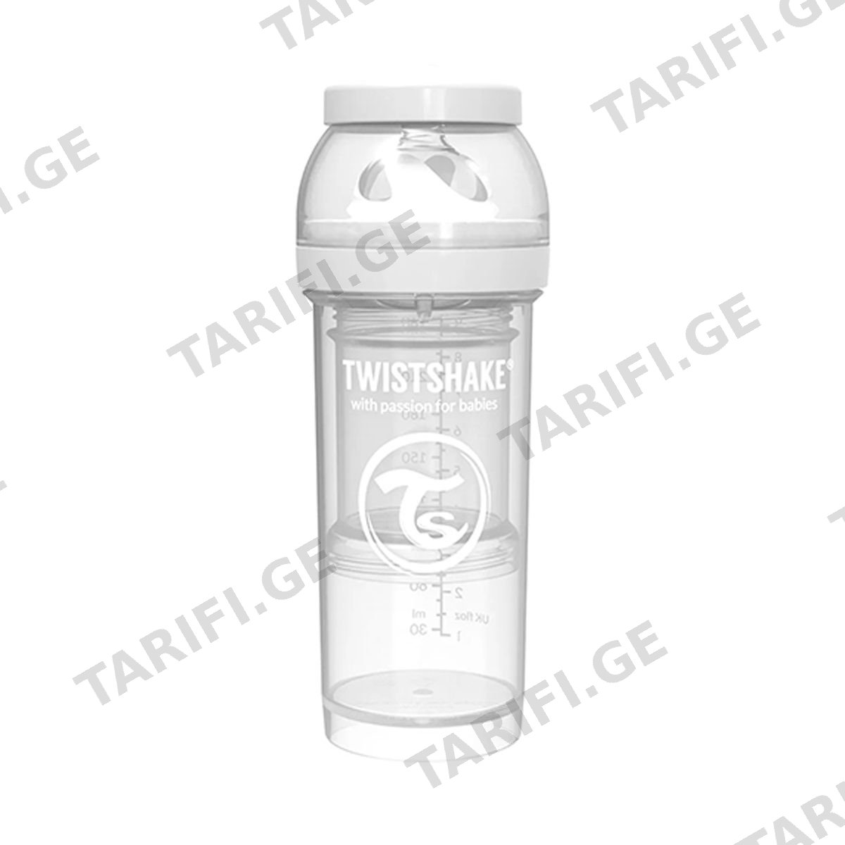 ბოთლი ანტიკოლიკი თეთრი 260მლ 0120 თვისთშეიქი - Twistshake