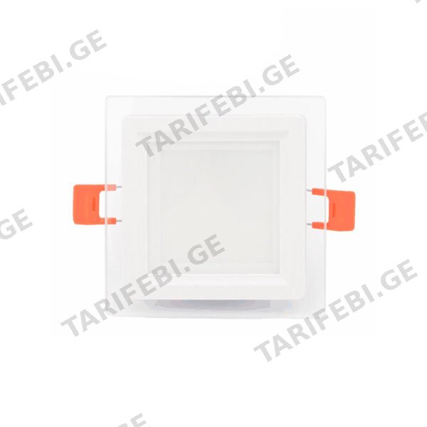 LED პანელური სანათი შუშის ოთხკუთხედი 6w 6500K