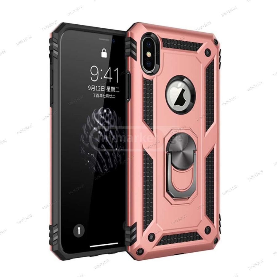 iPhone X Sofia Ring Case სილიკონის ქეისი ბეჭდით - ვარდი