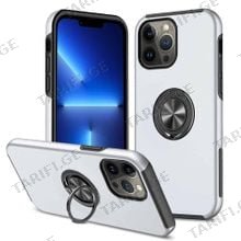 iPhone 13 Pro Max Elit Ring Case სილიკონის ქეისი ბეჭდით - ვერცხლისფერი