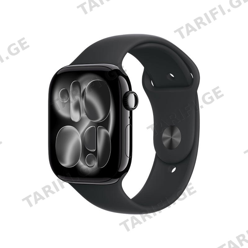 სმარტ საათი Apple Watch Series 11 GPS 46mm Jet Black Aluminium Case With Black Sport Band MEUX4 M/L