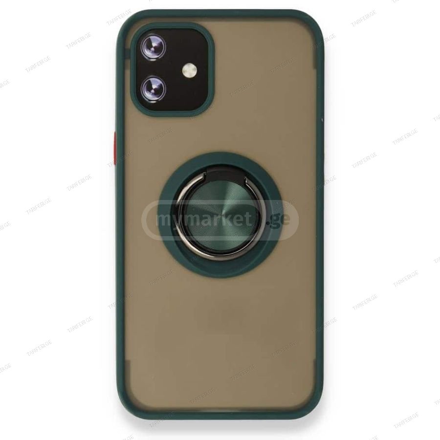 iPhone 12 Montreal Ring სილიკონის ქეისი ბეჭდით - მწვანე