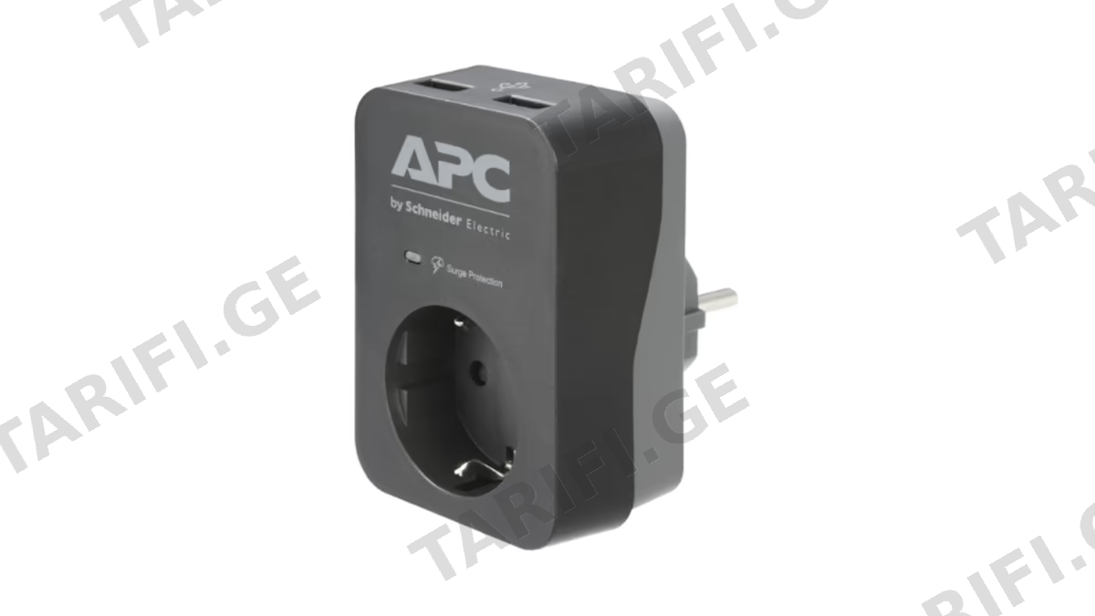 ადაპტერი APC PME1WU2B-GR Essential, 1 Socket, USB-A, Black