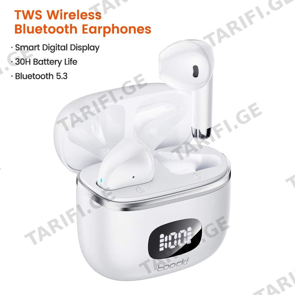 ყურსასმენი Toocki Wireless Bluetooth 5.3 Earphone, 35mAh, TTWS-V06A01, White