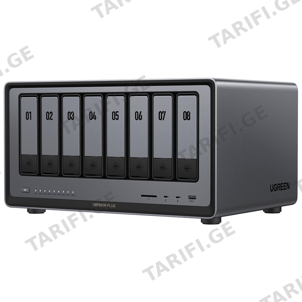 Storage System UGREEN NASync DXP8800 Plus (35127B), Intel i5 1235U, 8GB, Diskless, RJ45, USB, Type-C, HDMI, Space Gray