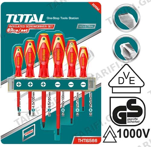 ელექტრიკოსის სახრახ ნაკრები 1000ვ, 6ც TOTAL THTIS566