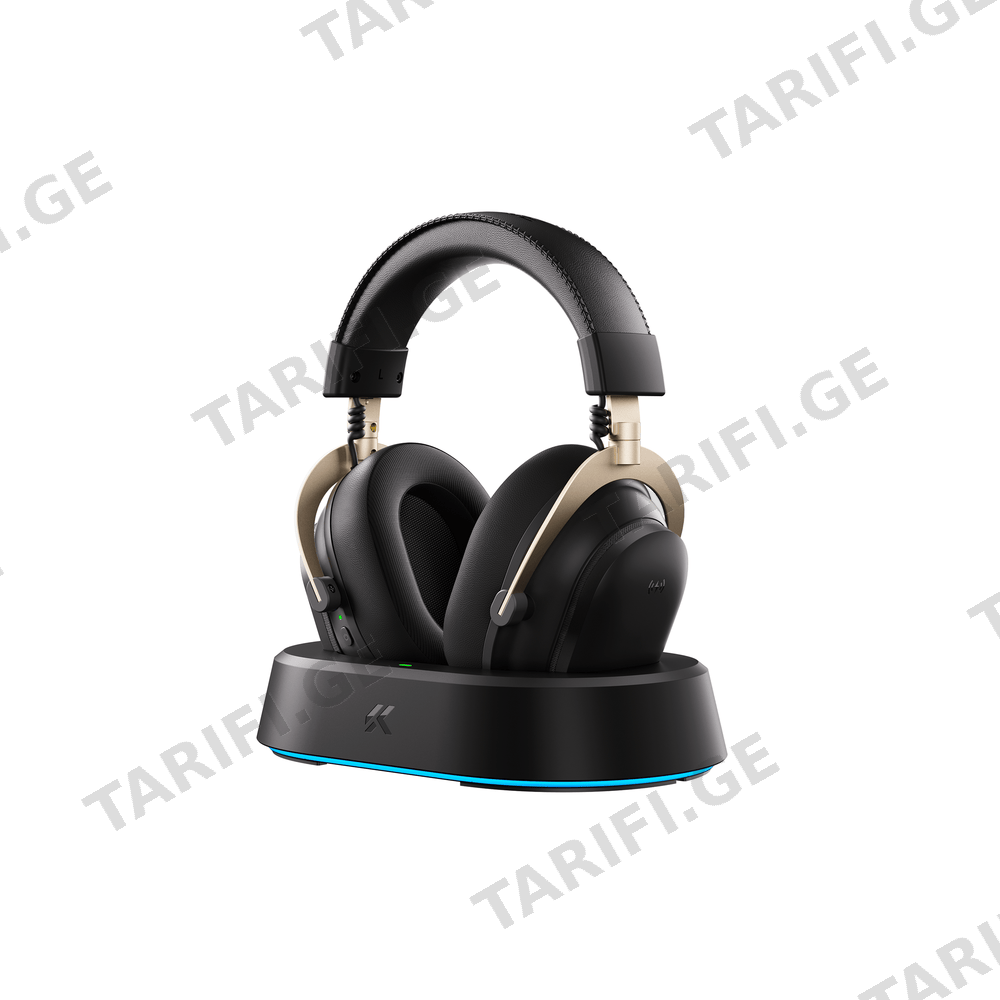 ყურსასმენი MCHOSE V9Turbo, USB-A/WL/BT, Black Gold