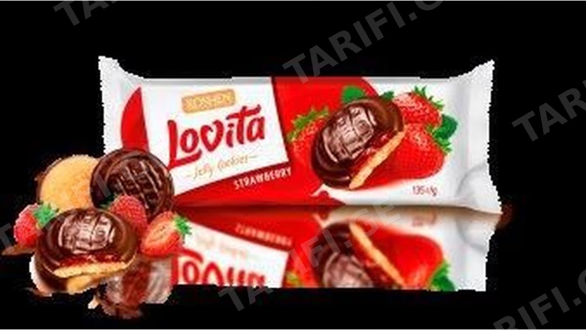 ორცხობილა Lovita ჟელეს შიგთავსით მარწყვის გემოთი 135 გრ