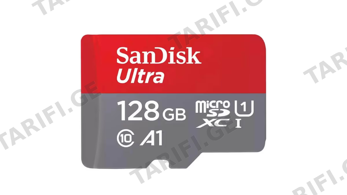 მეხსიერების ბარათი SanDisk SDSQUAB-128G-GN6MA, 128GB, MicroSDXC, C10, U3, Black/Red