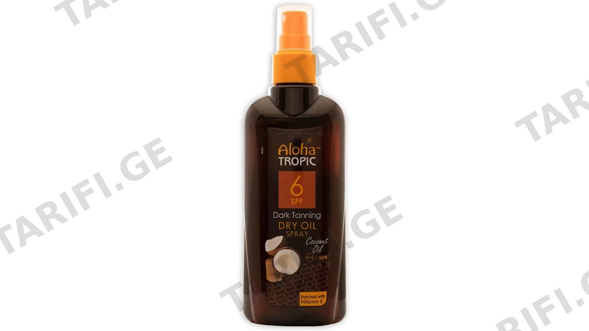 ალოჰა ტროპიკი მზის გასარუჯი ზეთი 4450 ქოქოსი SPF 6, 200მლ