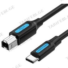 VENTION CQUBG USB 2.0 C Male to B Male 2A Cable 1.5M Black