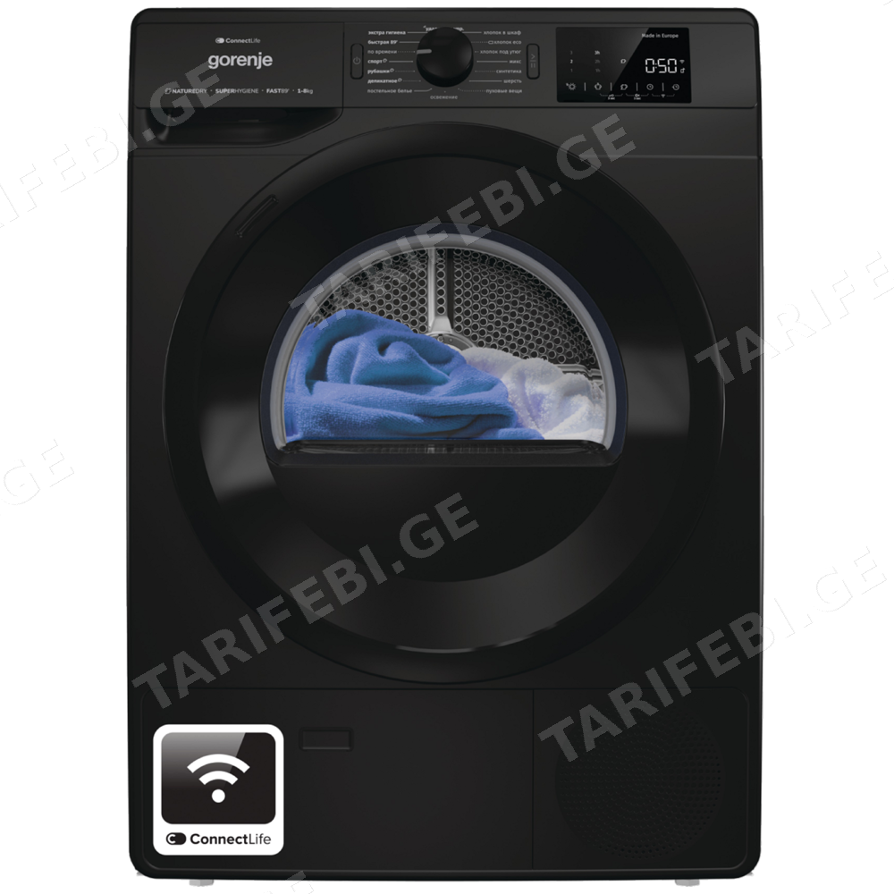 სარეცხის საშრობი მანქანა GORENJE DPNE82GNLWIFI/BC G400 (8Kg, A++) შავი