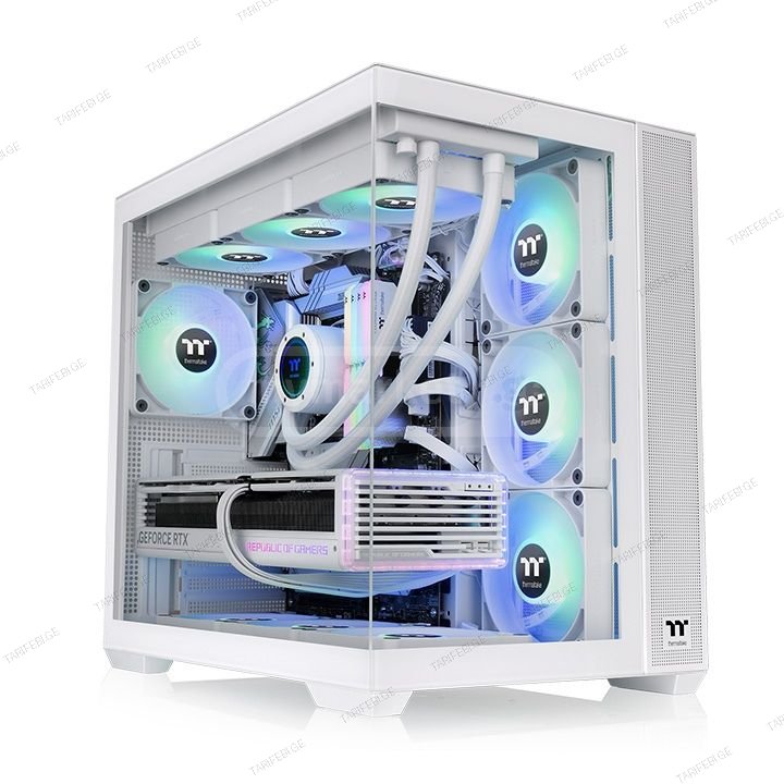 ქეისი Thermaltake View 380 TG ARGB Snow მოყვება 4 ქულერი