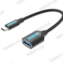 VENTION CCVBB USB 3.1(Gen 1) C Male to A Female OTG Cable 0.15M Black PVC Type