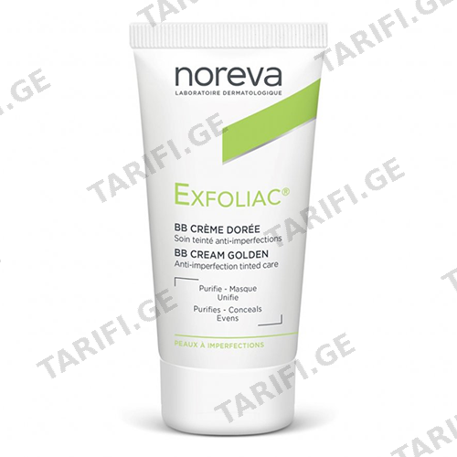 ნორევა - Exfoliac BB სახის კრემი ფერი-ოქროსფერი კომბინ/ცხიმიანი/პრობლემური კანის 30მლ